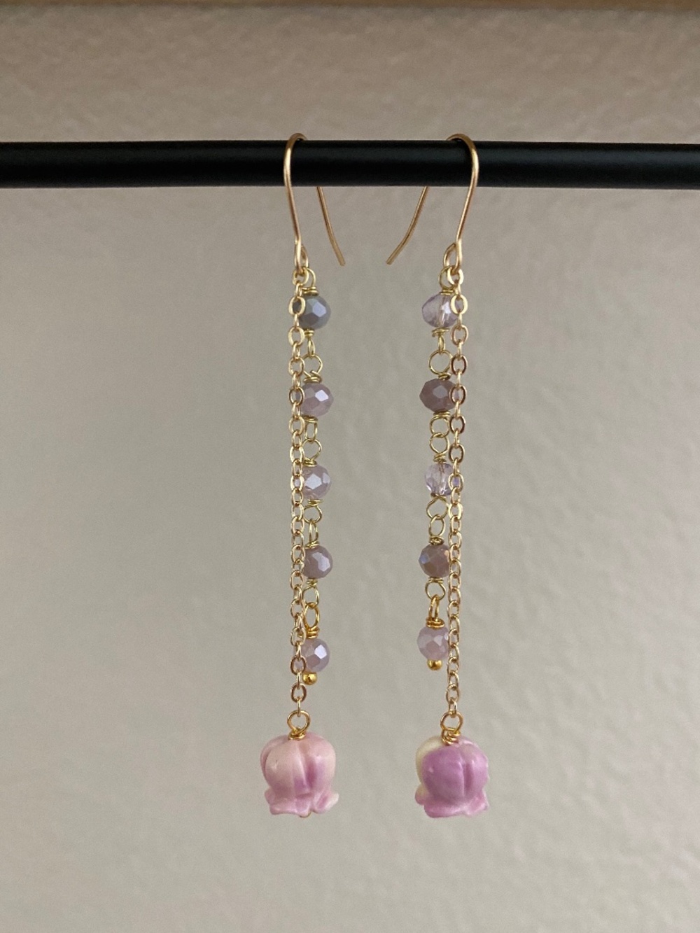 Handmade Crown Flower Chain Dangle Earrings